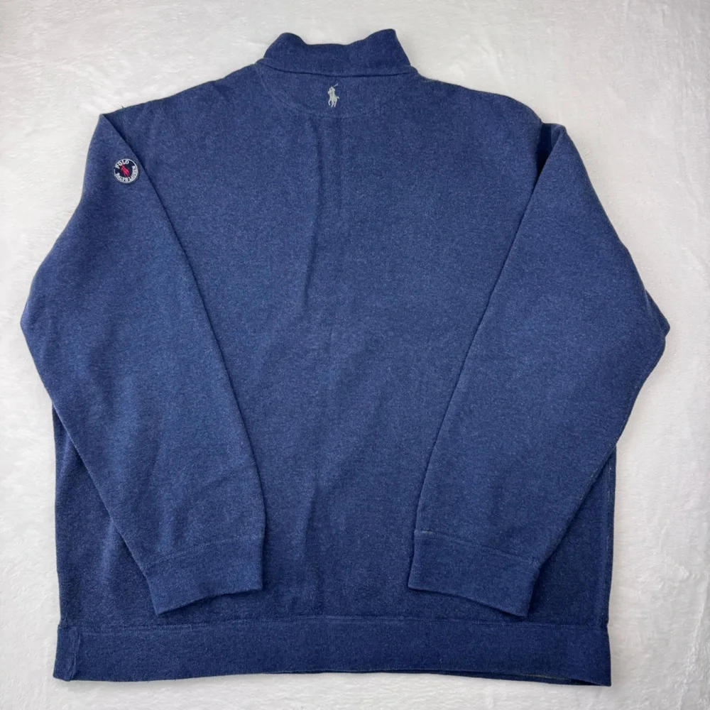 Polo Ralph Lauren reversible quarter zipper sweatshirt in blue and gray. Size XL